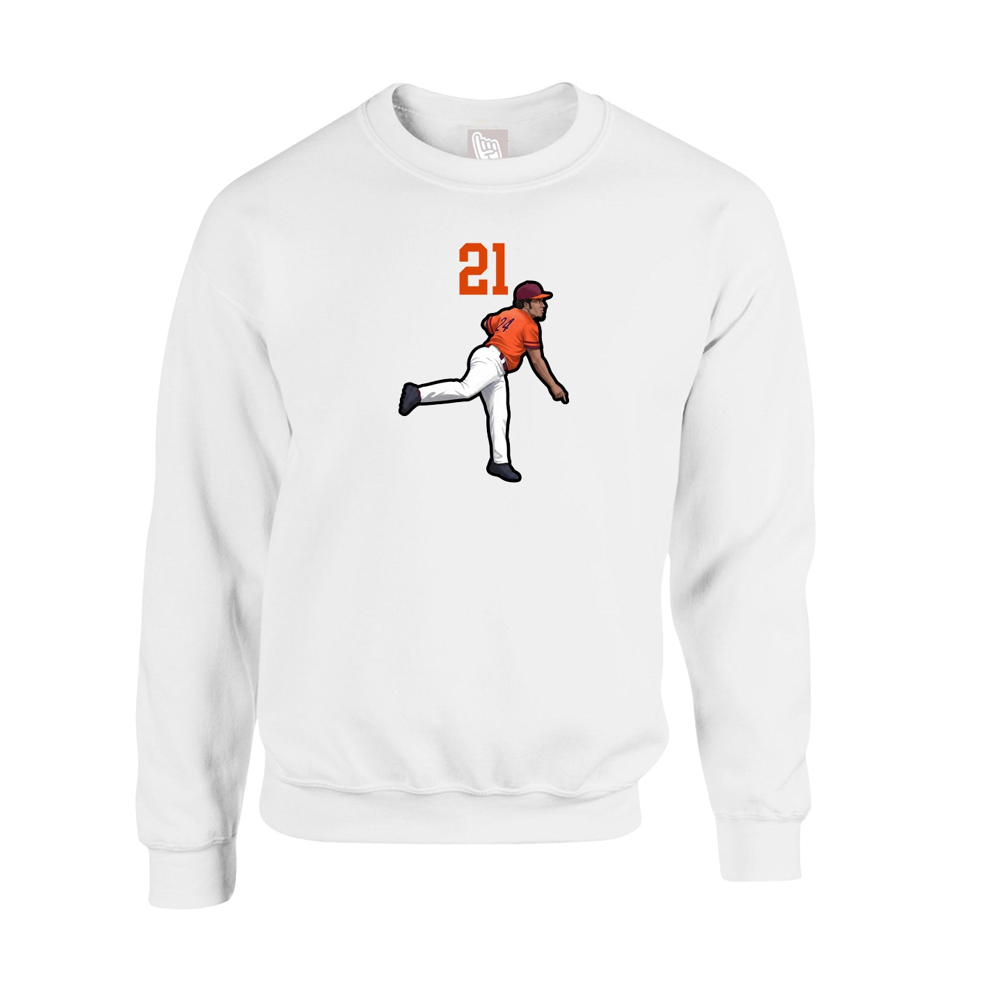 Fleece Crew — Number Top in White