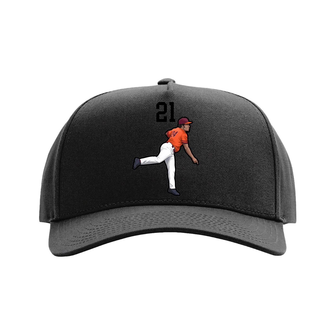 Full Fabric Five-Panel Champ Cap — Number Top in Black