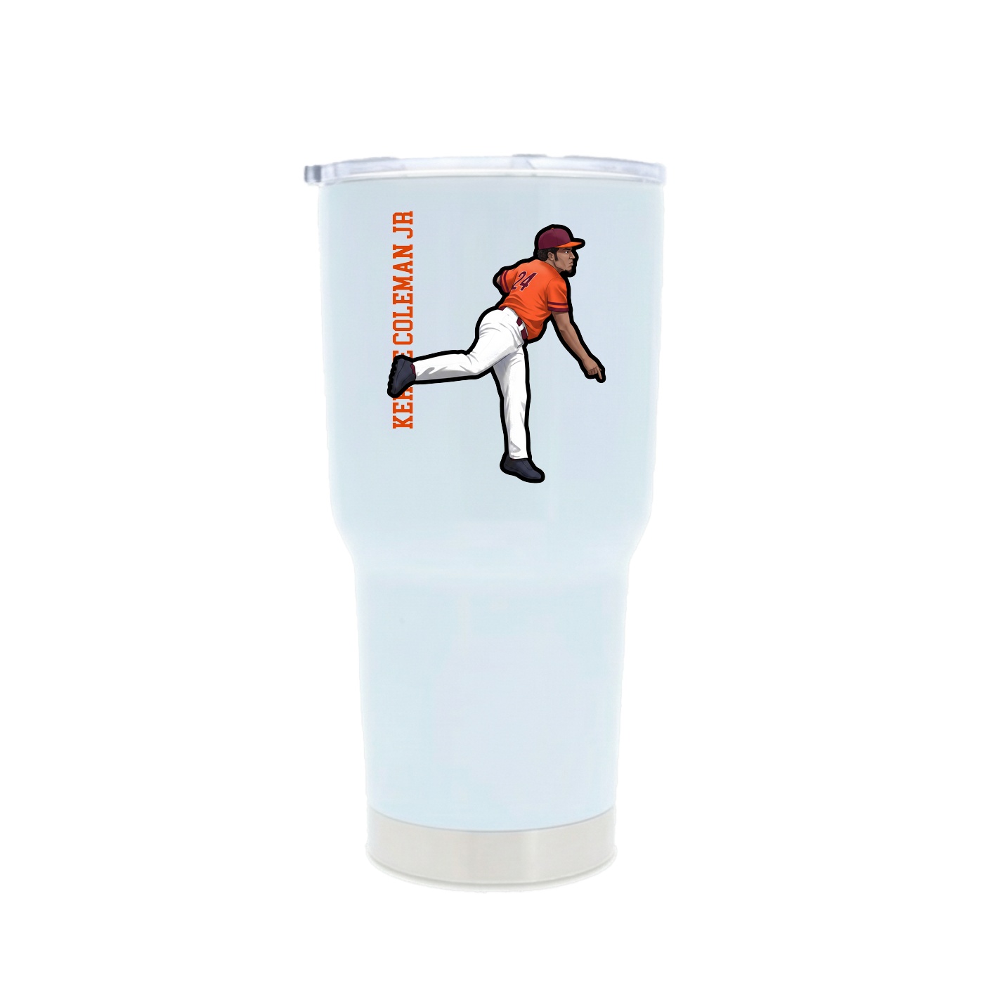30oz Stainless Steel Tumbler — Name Vertical in White