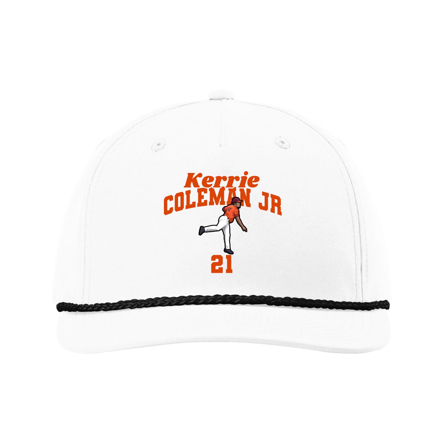 Five-Panel Classic Rope Cap — Signature Arch in White