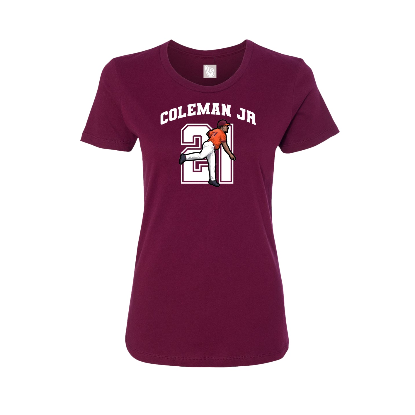Fitted Women's Tee — Number in Maroon