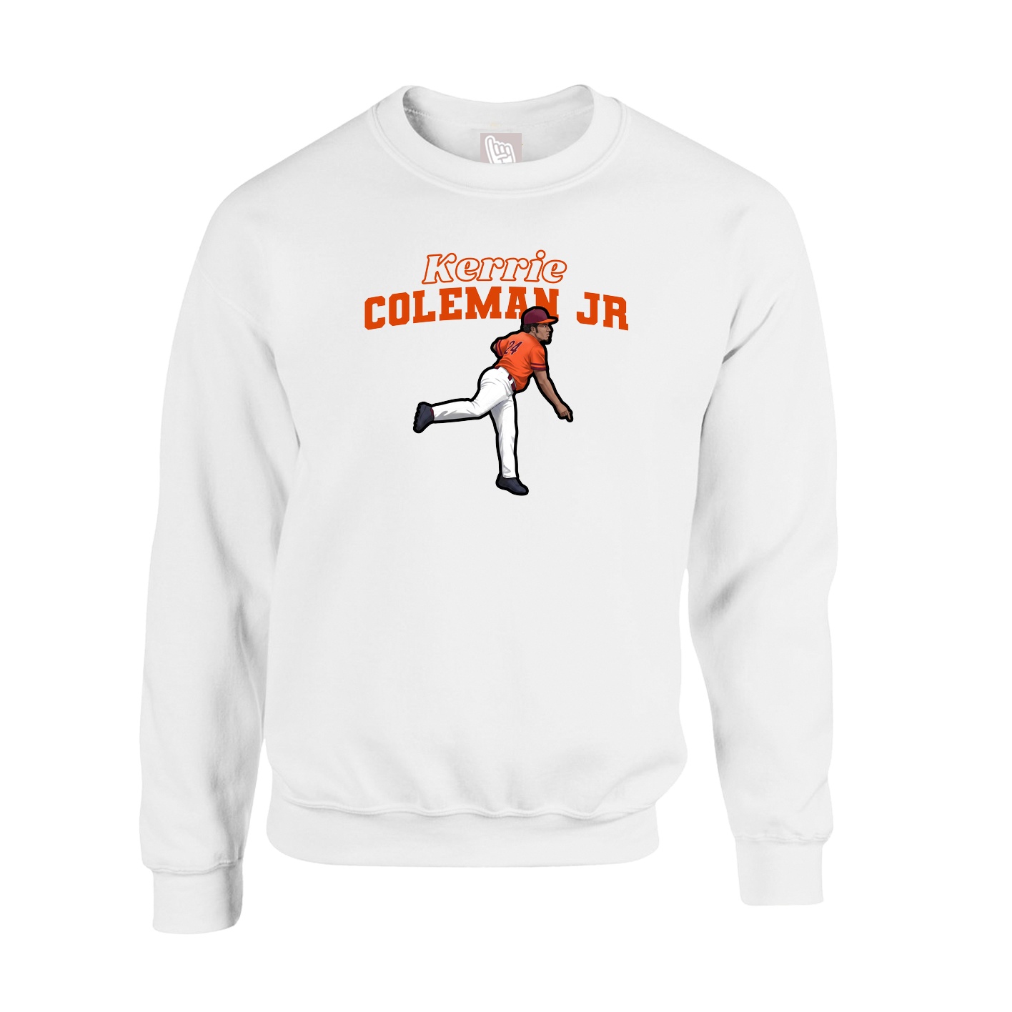 Fleece Crew — Name Arch in White