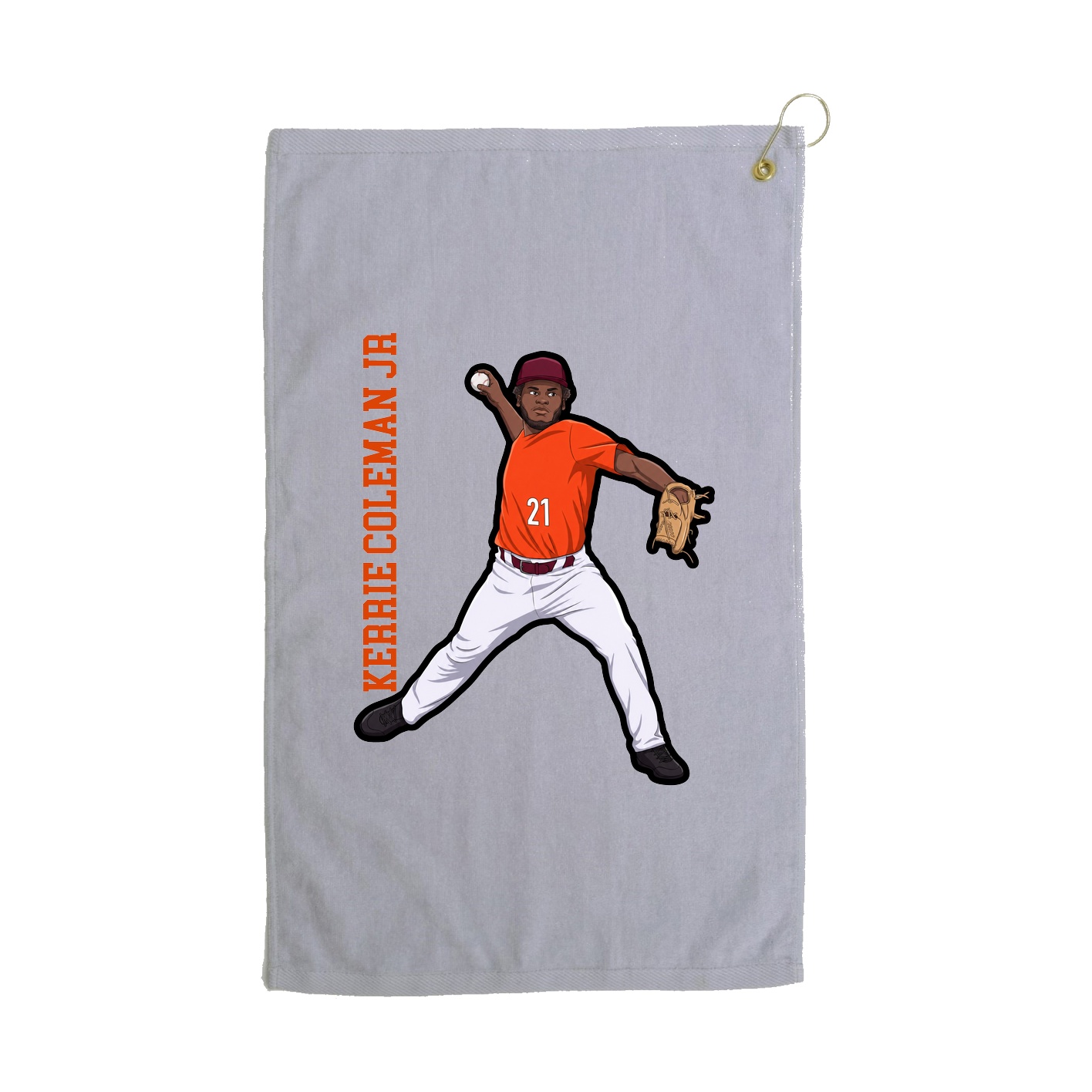 Golf Towel — Name Vertical in Grey