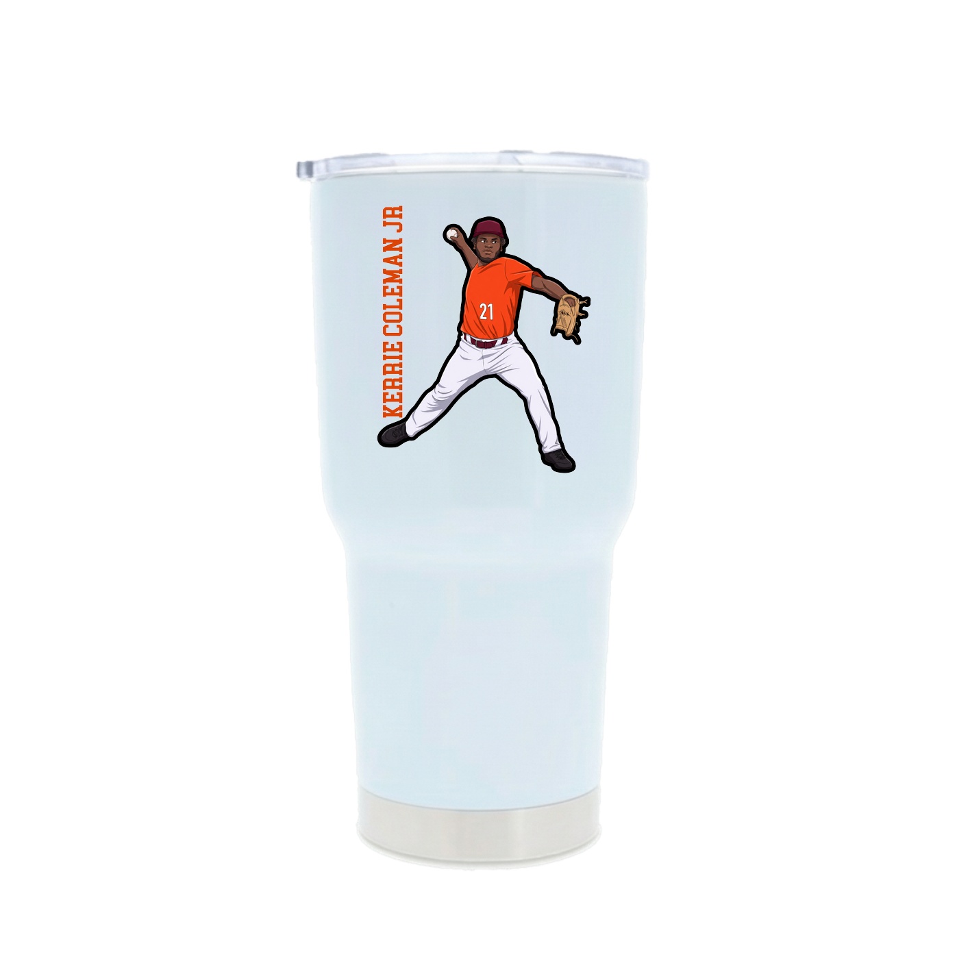 30oz Stainless Steel Tumbler — Name Vertical in White