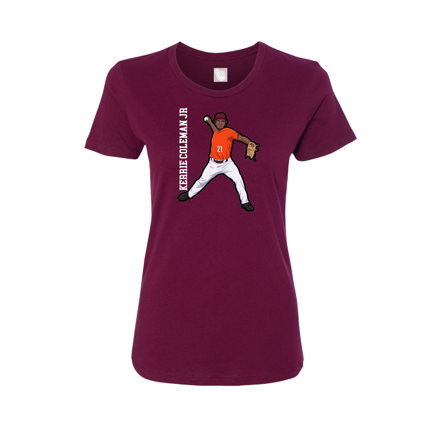Fitted Women's Tee — Name Vertical in Maroon