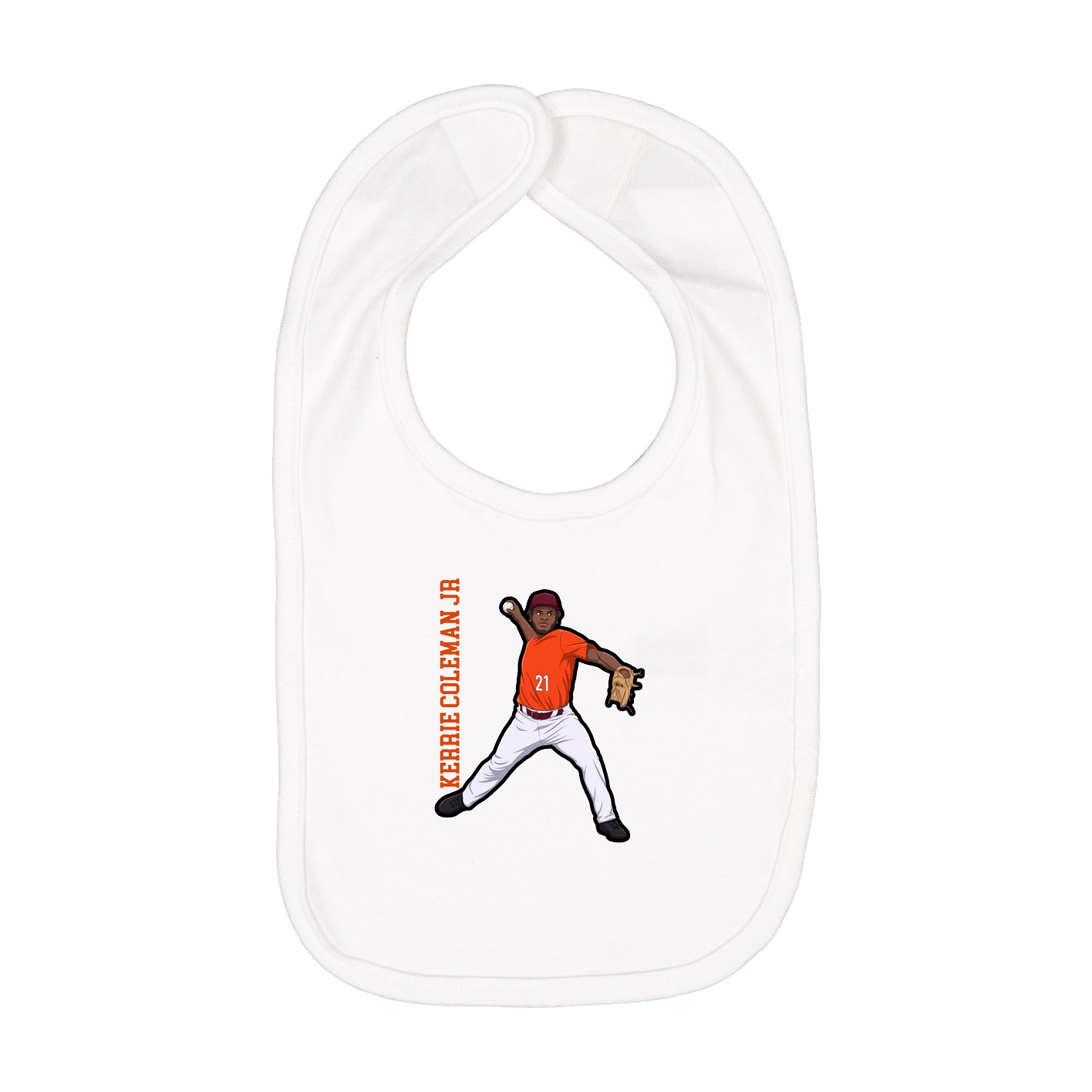 Infant Bib — Name Vertical in White