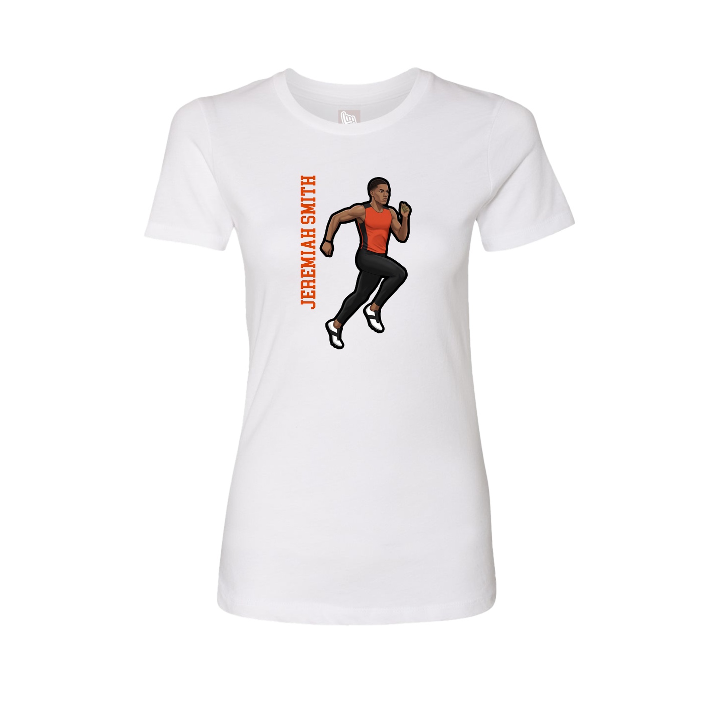 Fitted Women's Tee — Name Vertical in White