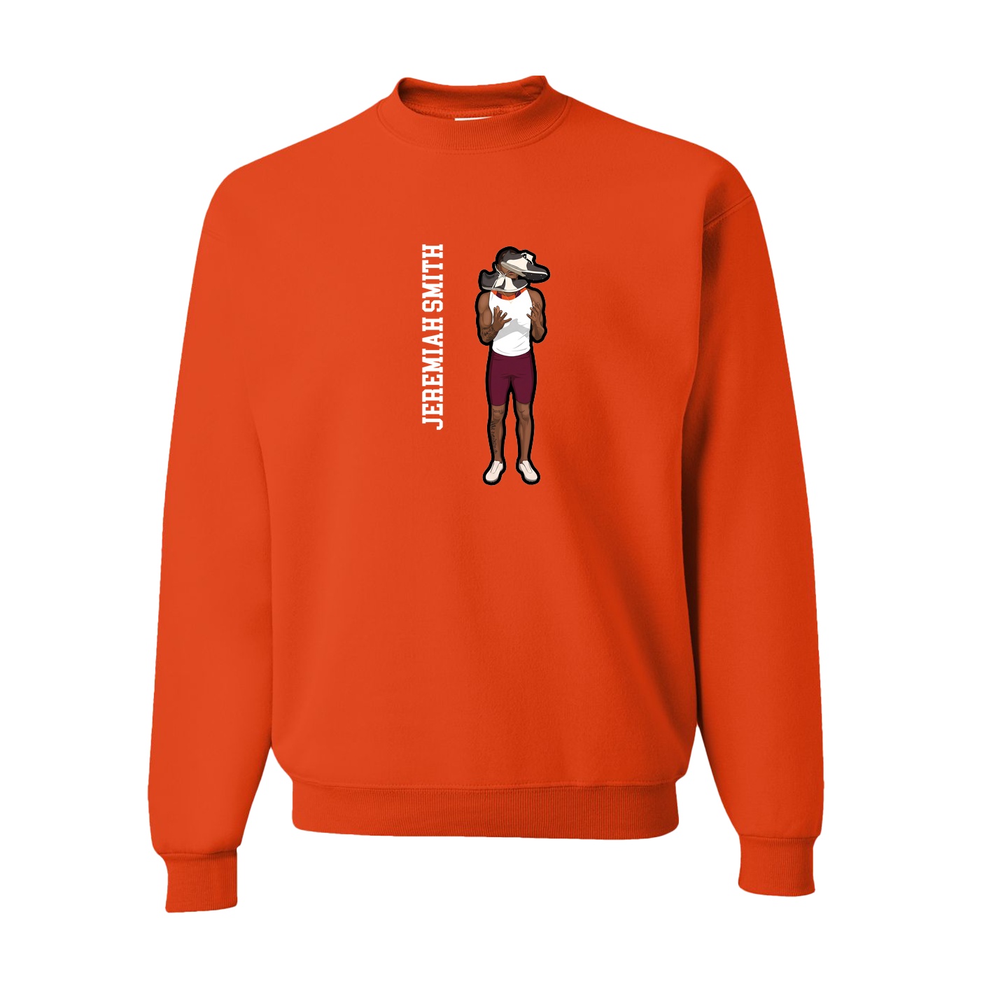 Fleece Crew — Name Vertical in Orange