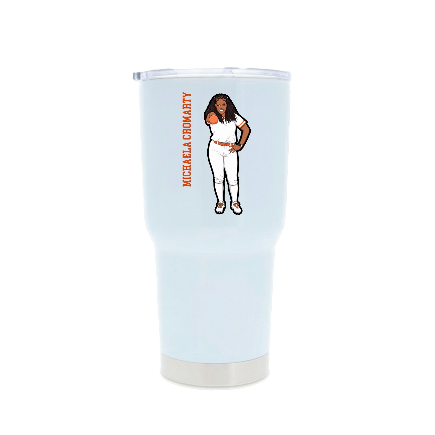 30oz Stainless Steel Tumbler — Name Vertical in White