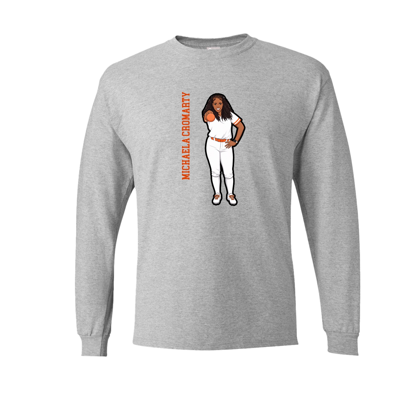 Long Sleeve Tee — Name Vertical in Grey
