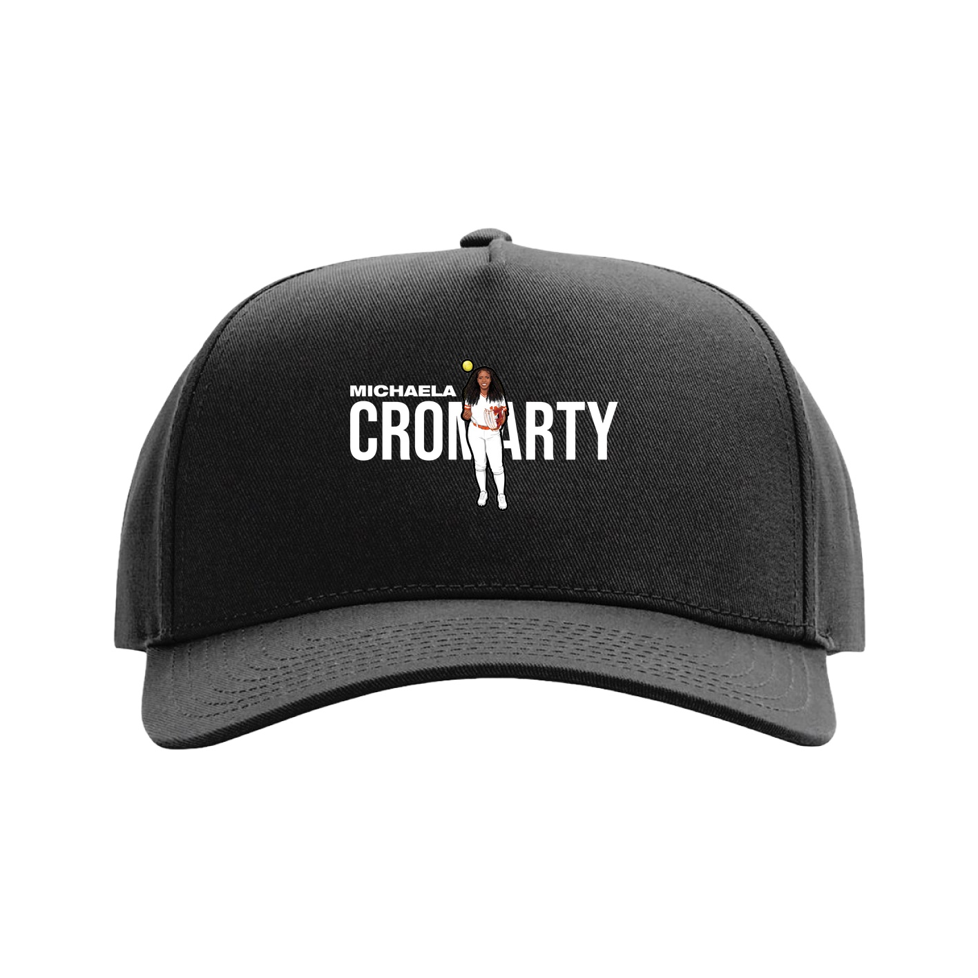 Full Fabric Five-Panel Champ Cap — Player Name in Black