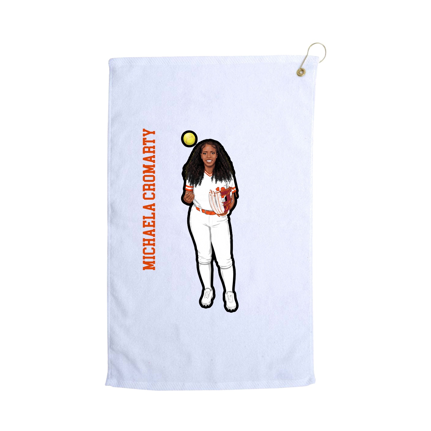 Golf Towel — Name Vertical in White