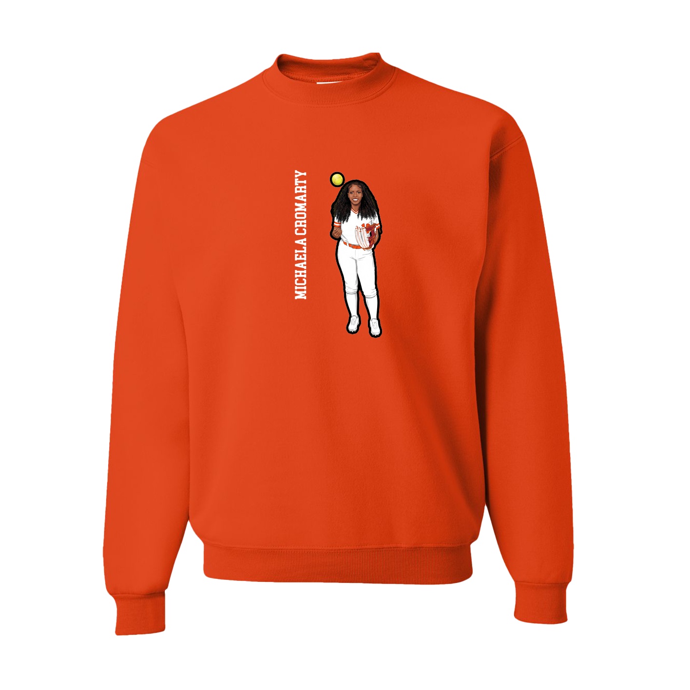 Fleece Crew — Name Vertical in Orange