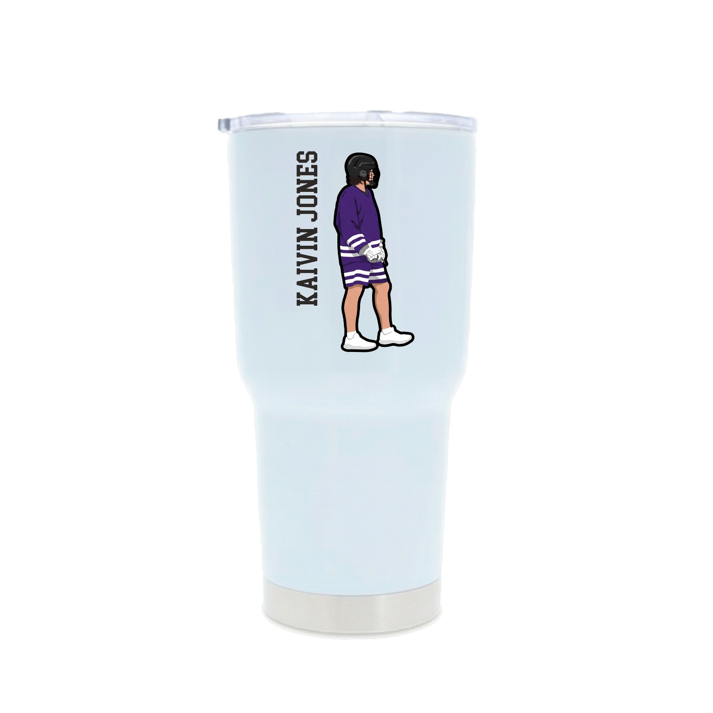 30oz Stainless Steel Tumbler — Name Vertical in White