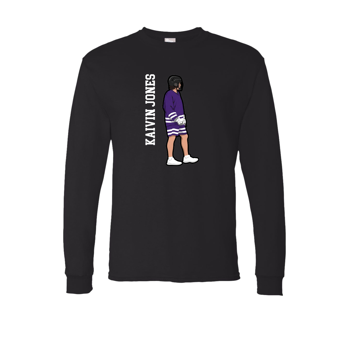 Long Sleeve Tee — Name Vertical in Black