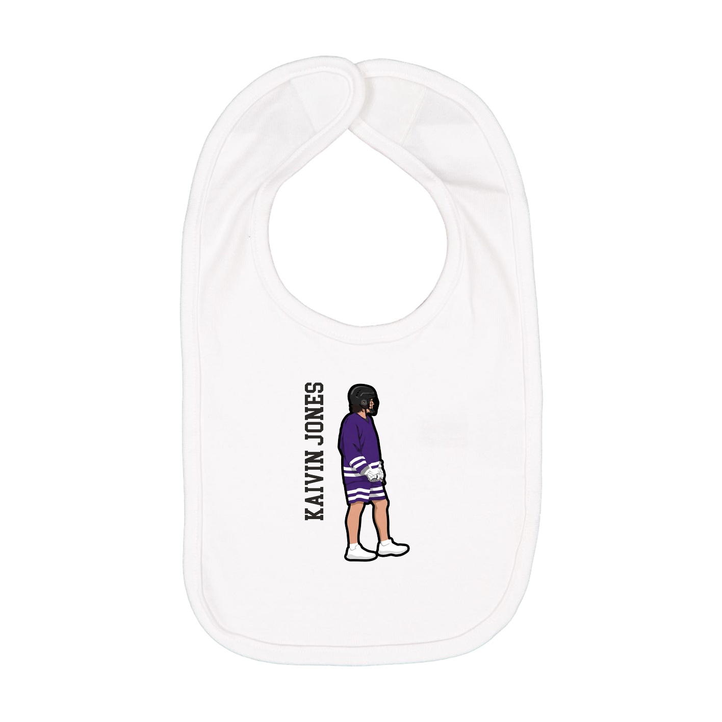 Infant Bib — Name Vertical in White