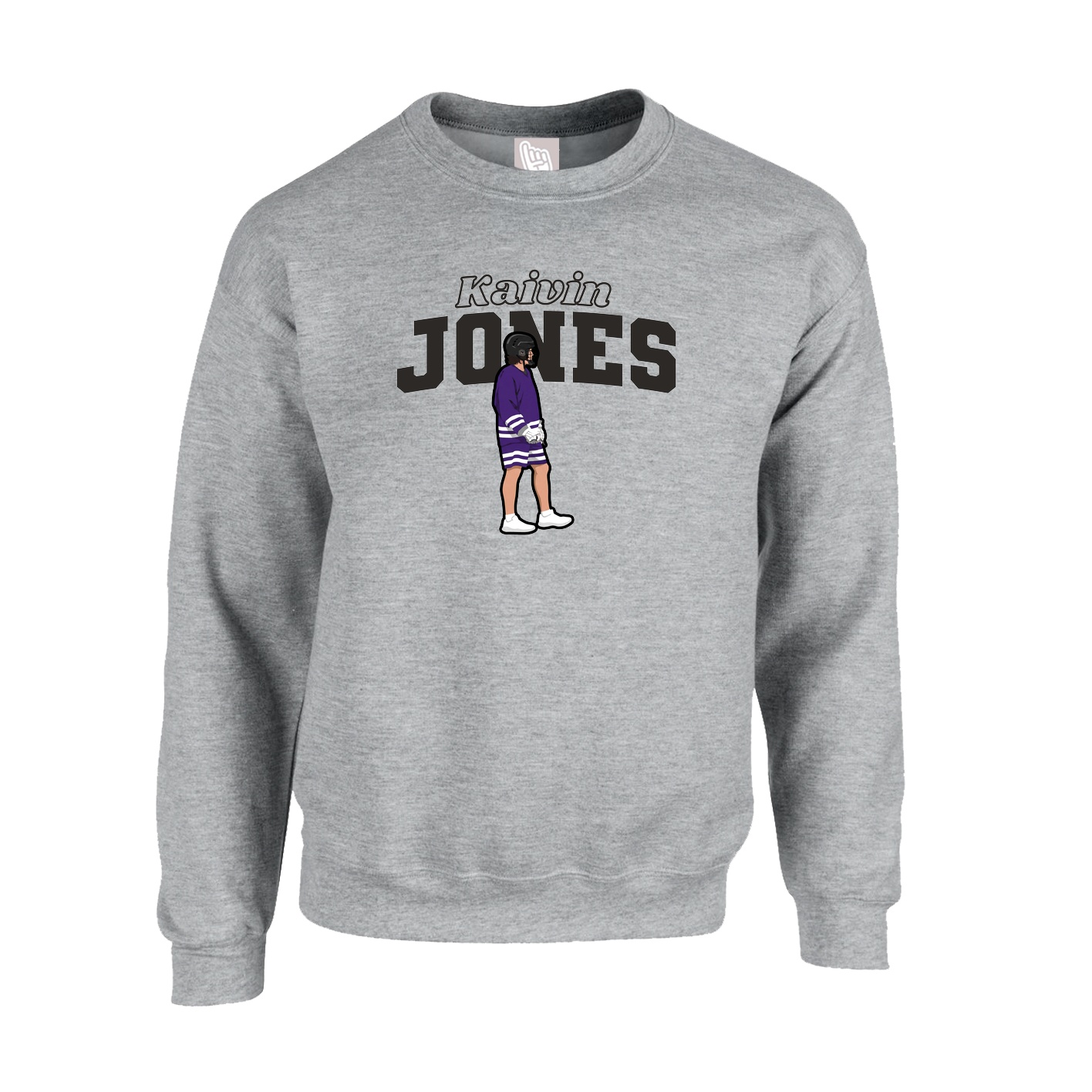 Fleece Crew — Name Arch in Grey