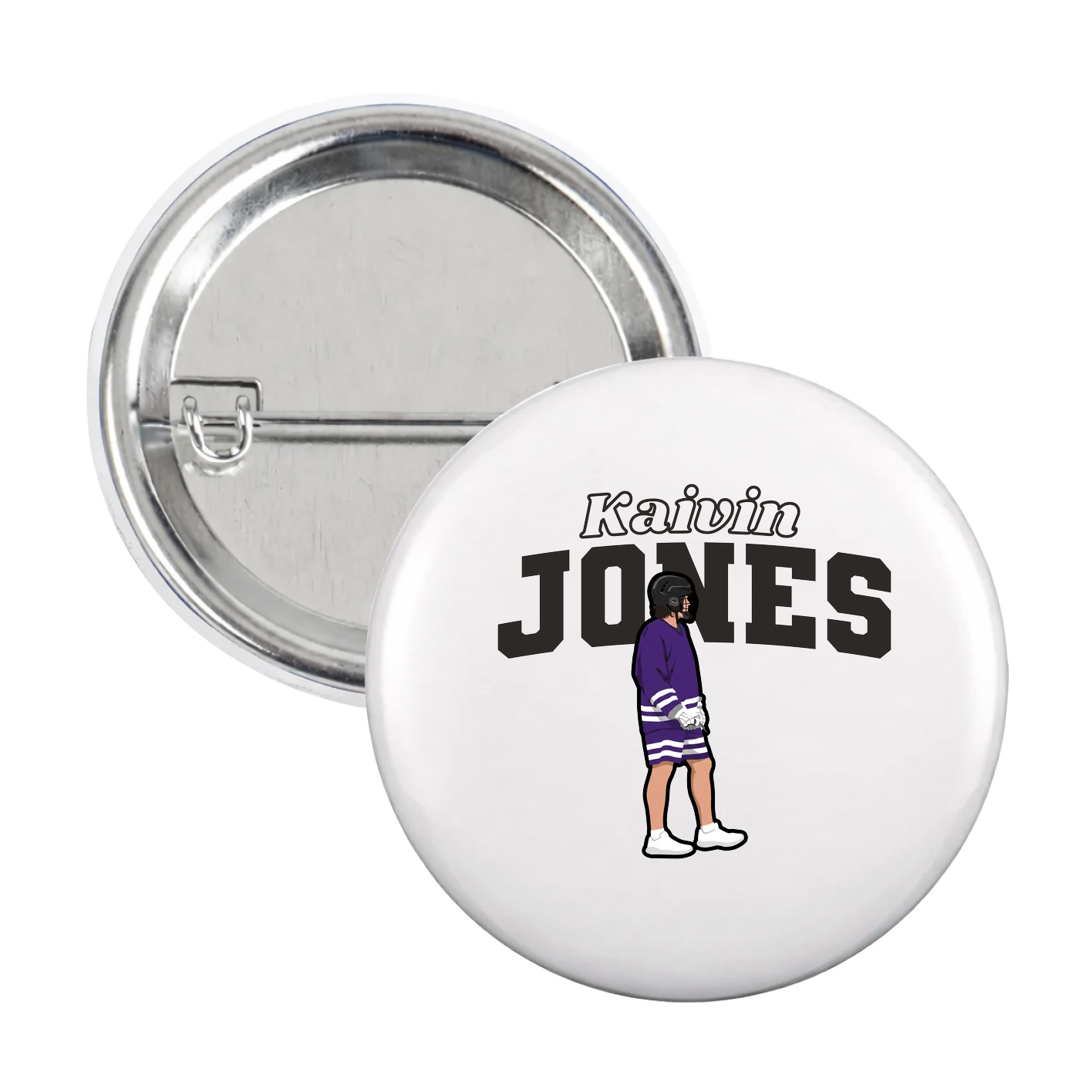 Game Day Button — Name Arch in White