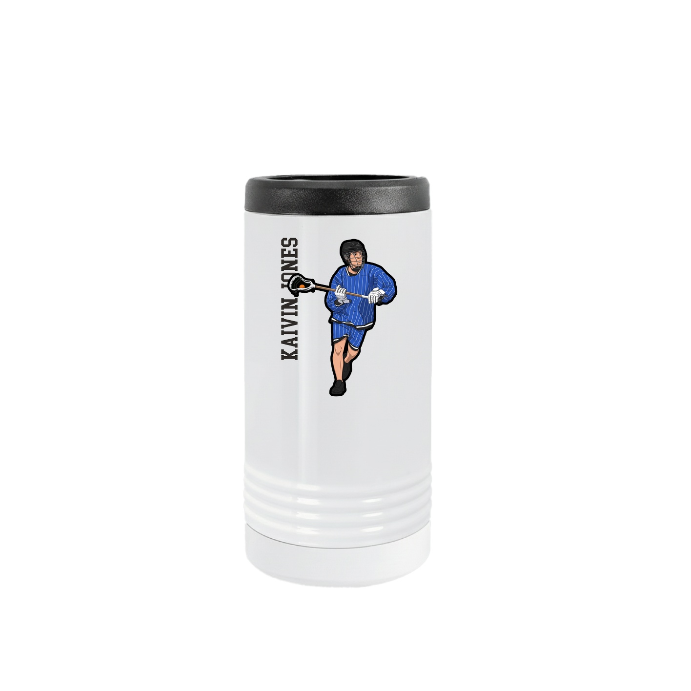 Slim Beverage Holder — Name Vertical in White