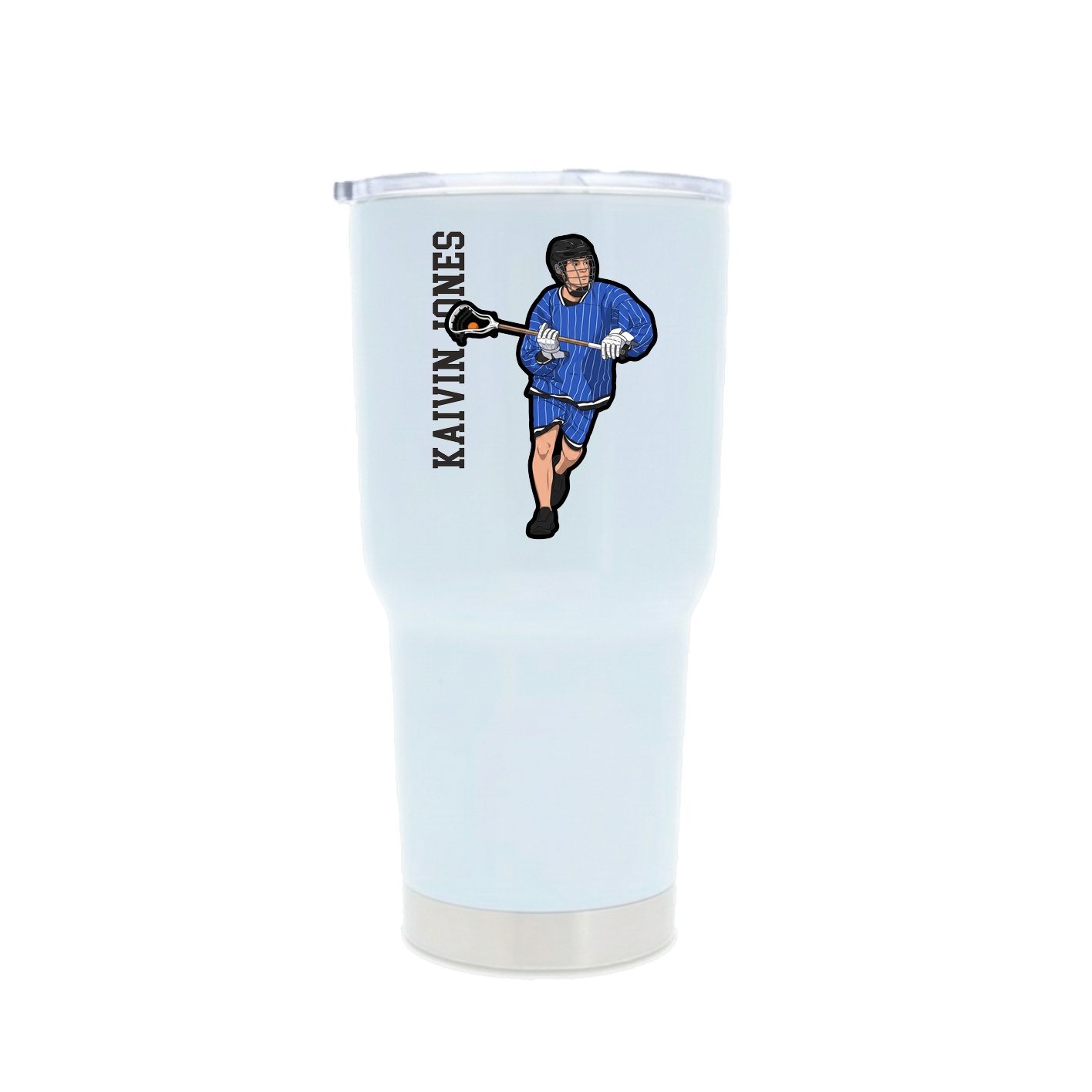 30oz Stainless Steel Tumbler — Name Vertical in White
