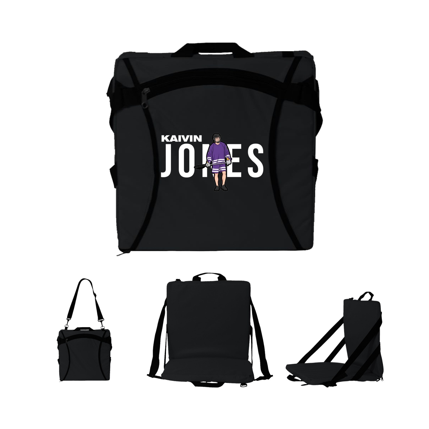 Folding Stadium Seat — Player Name in Black