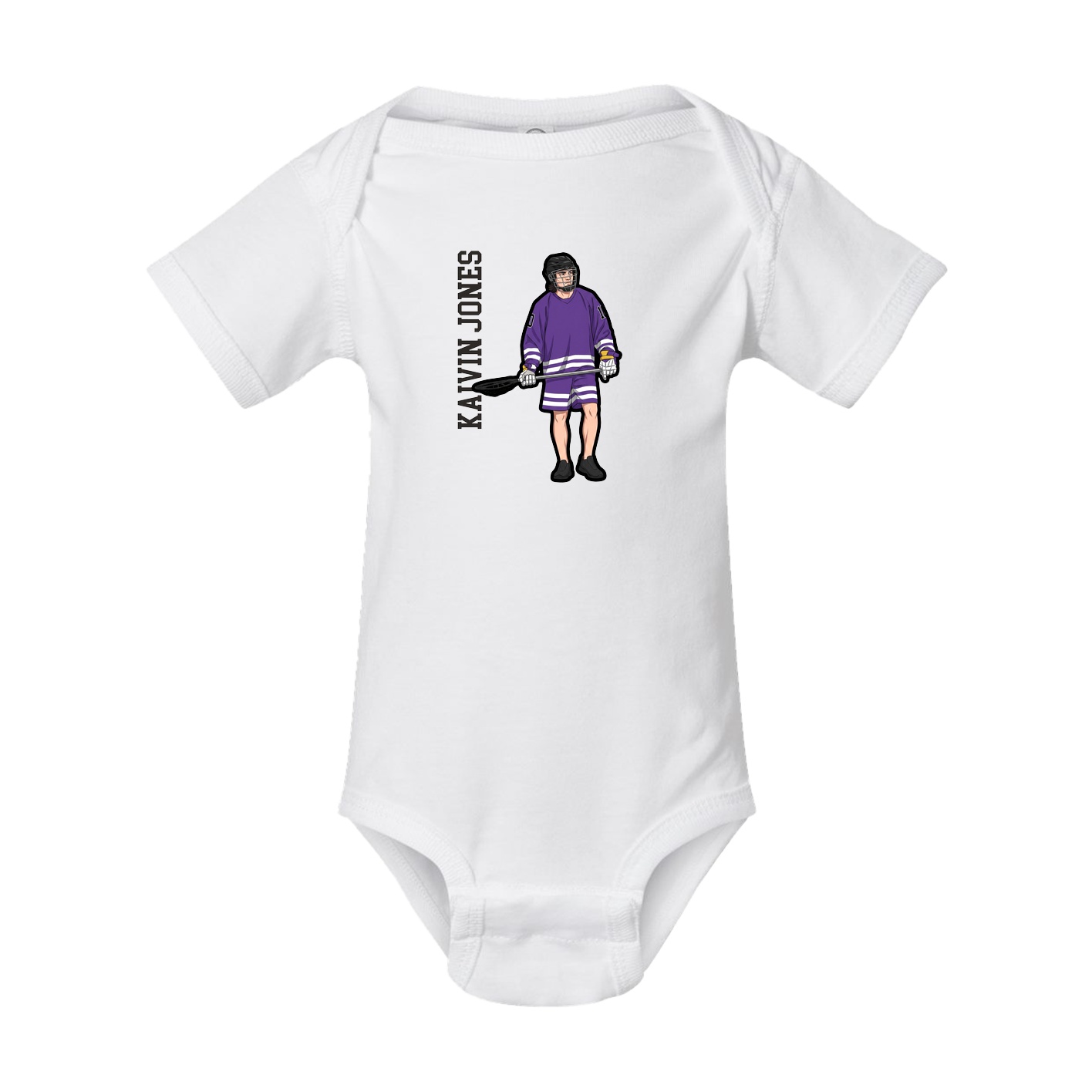 Baby Onesie — Name Vertical in White