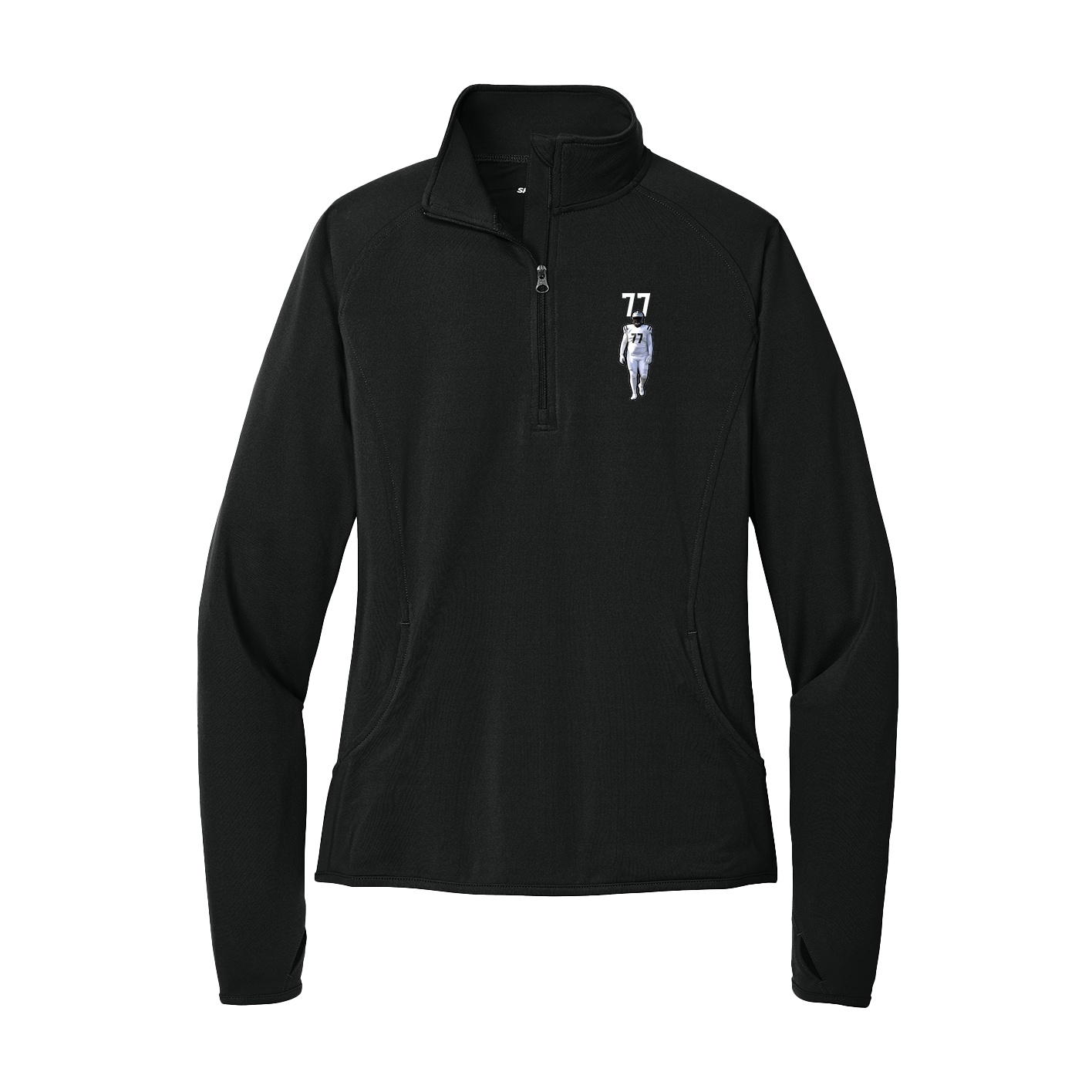 Women's Q-Zip Pullover — Number Top in Black