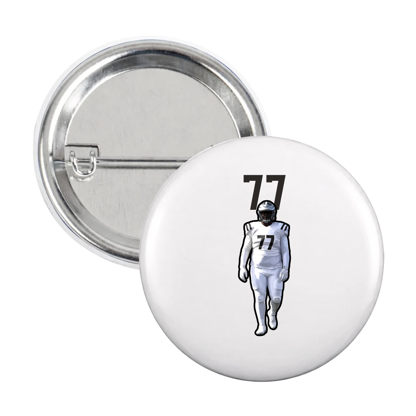 Game Day Button — Number Top in White