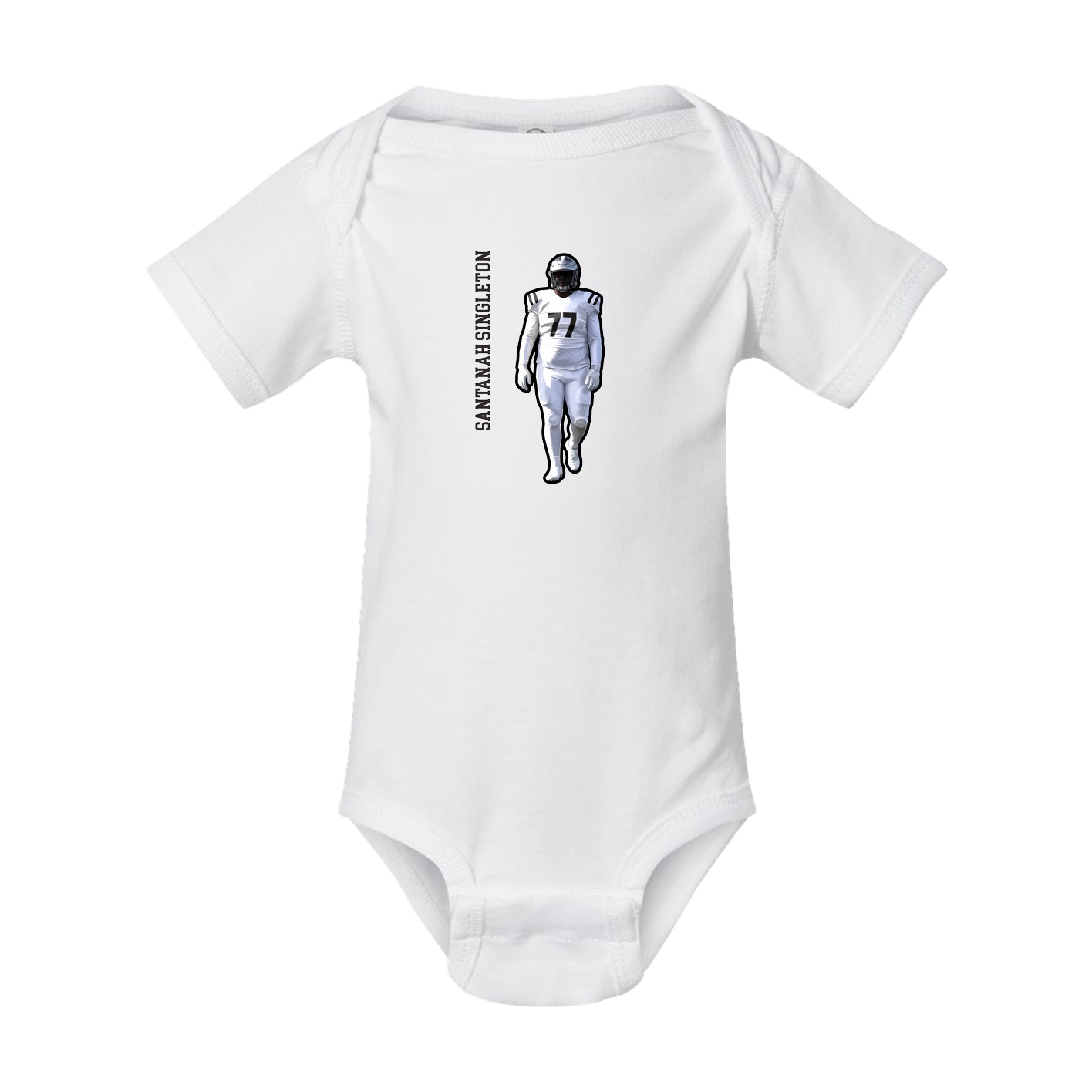Baby Onesie — Name Vertical in White