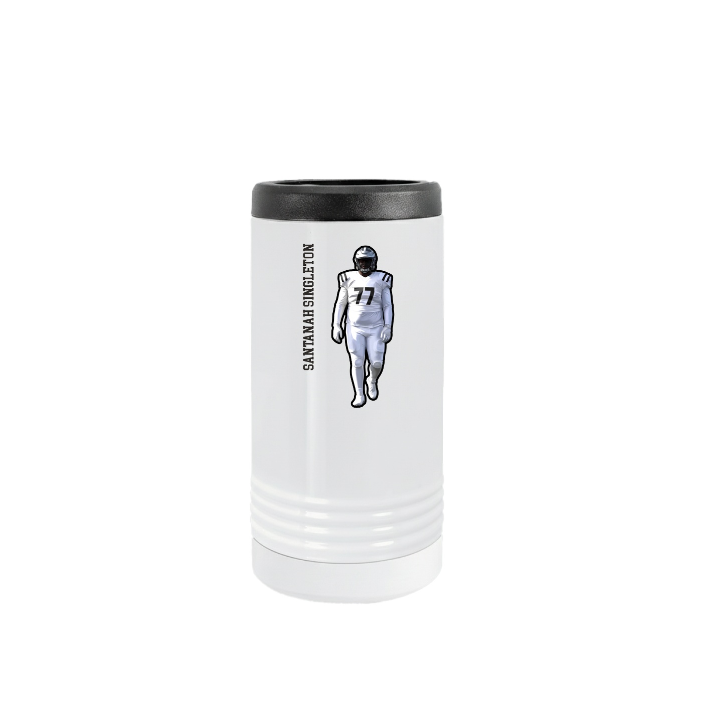Slim Beverage Holder — Name Vertical in White