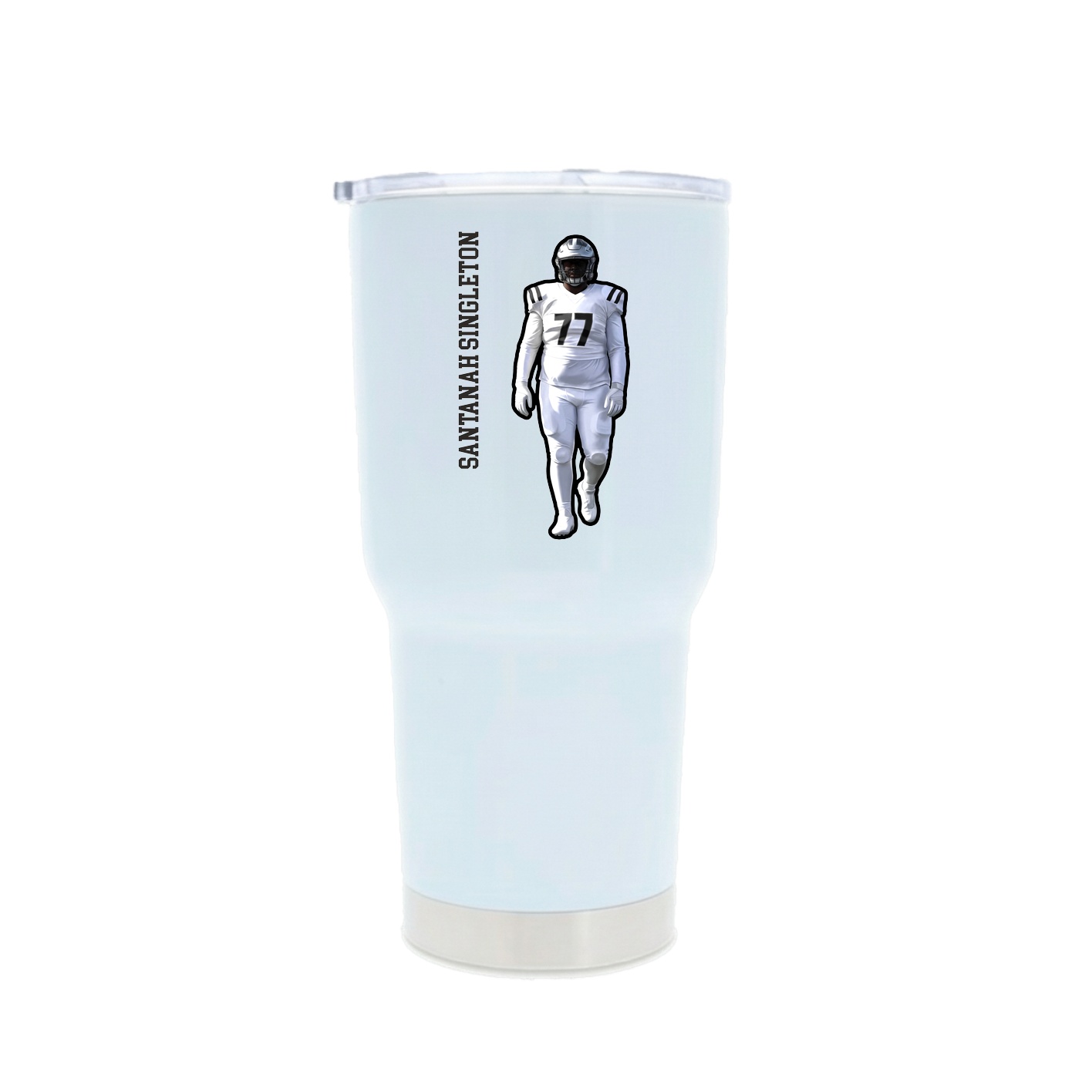 30oz Stainless Steel Tumbler — Name Vertical in White