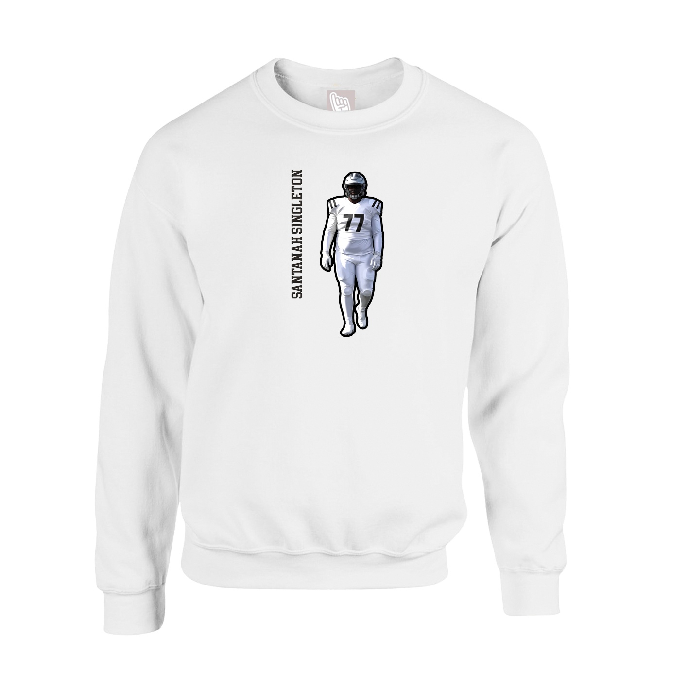 Fleece Crew — Name Vertical in White