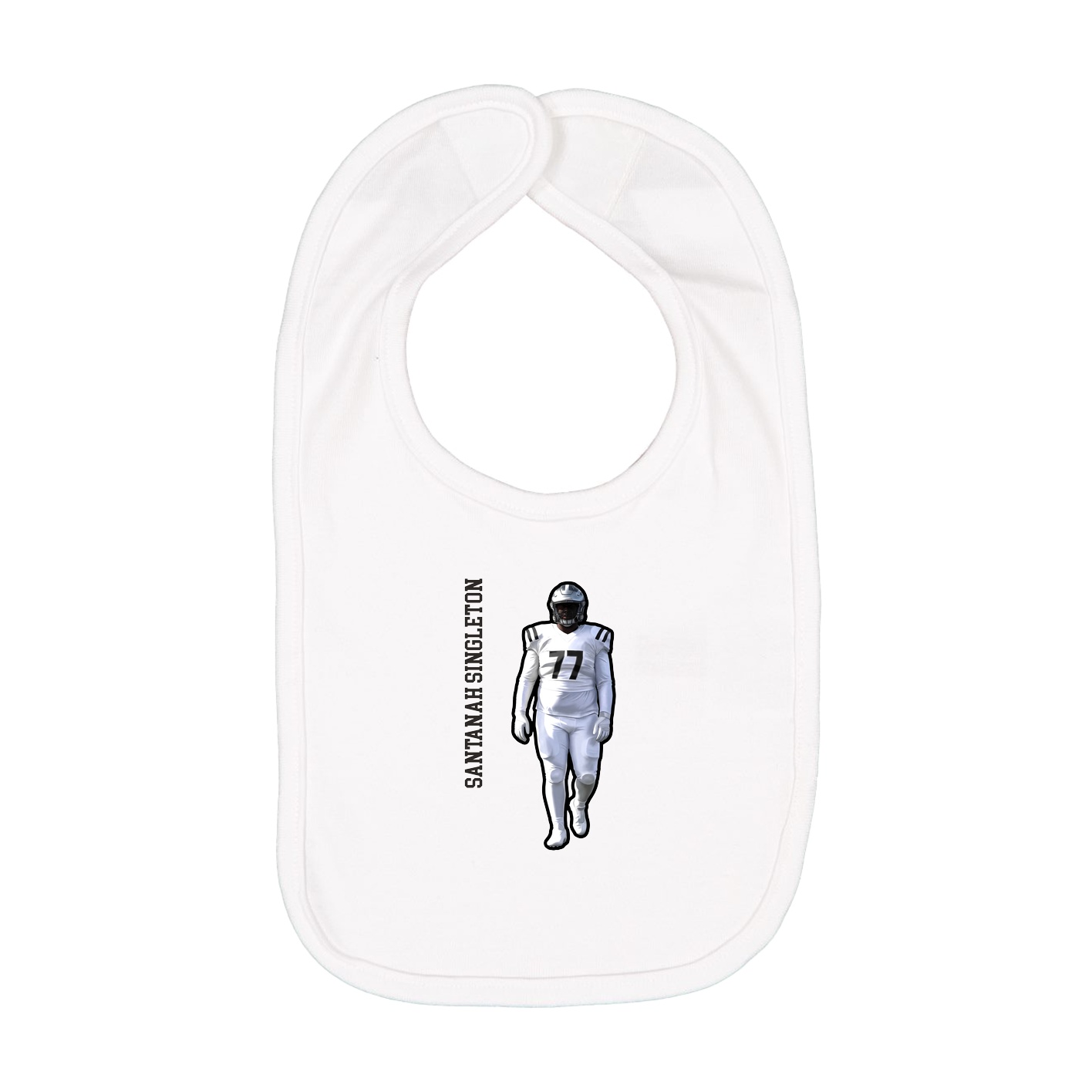 Infant Bib — Name Vertical in White