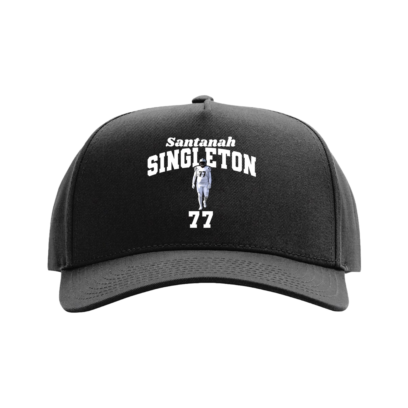Full Fabric Five-Panel Champ Cap — Signature Arch in Black