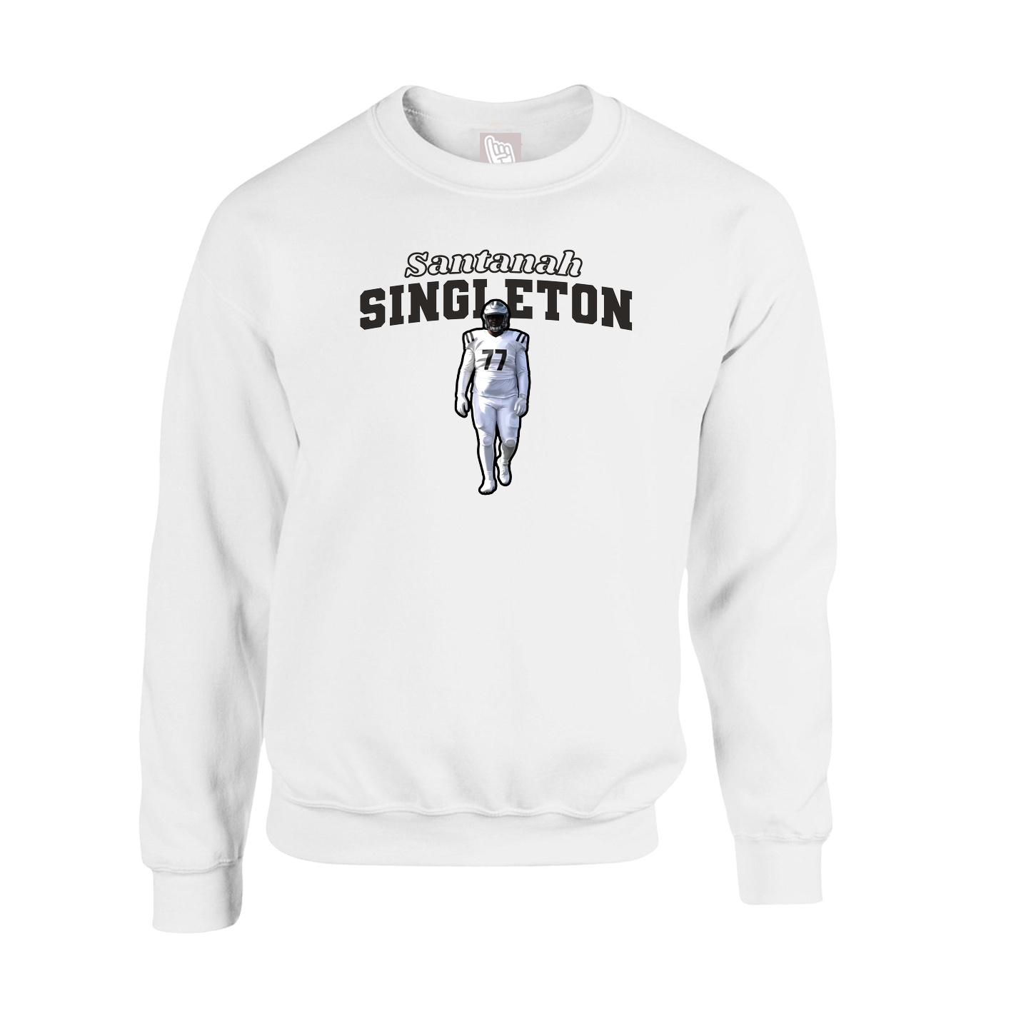 Fleece Crew — Name Arch in White