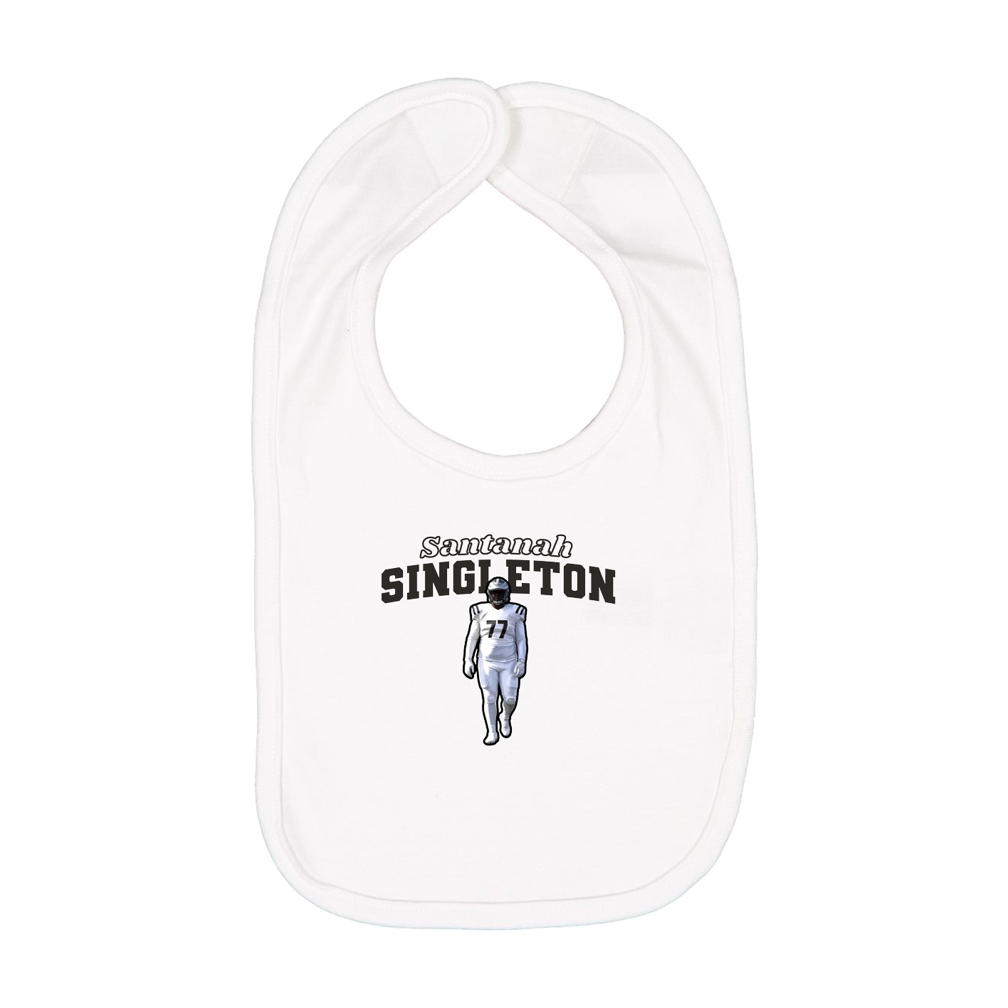 Infant Bib — Name Arch in White