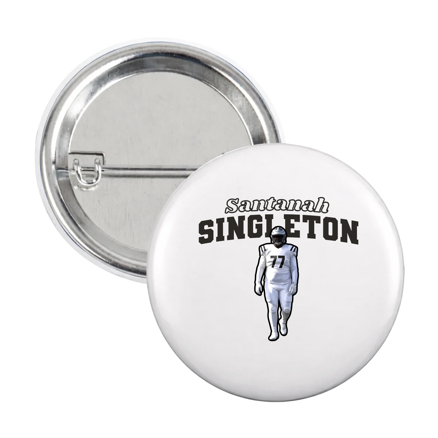 Game Day Button — Name Arch in White