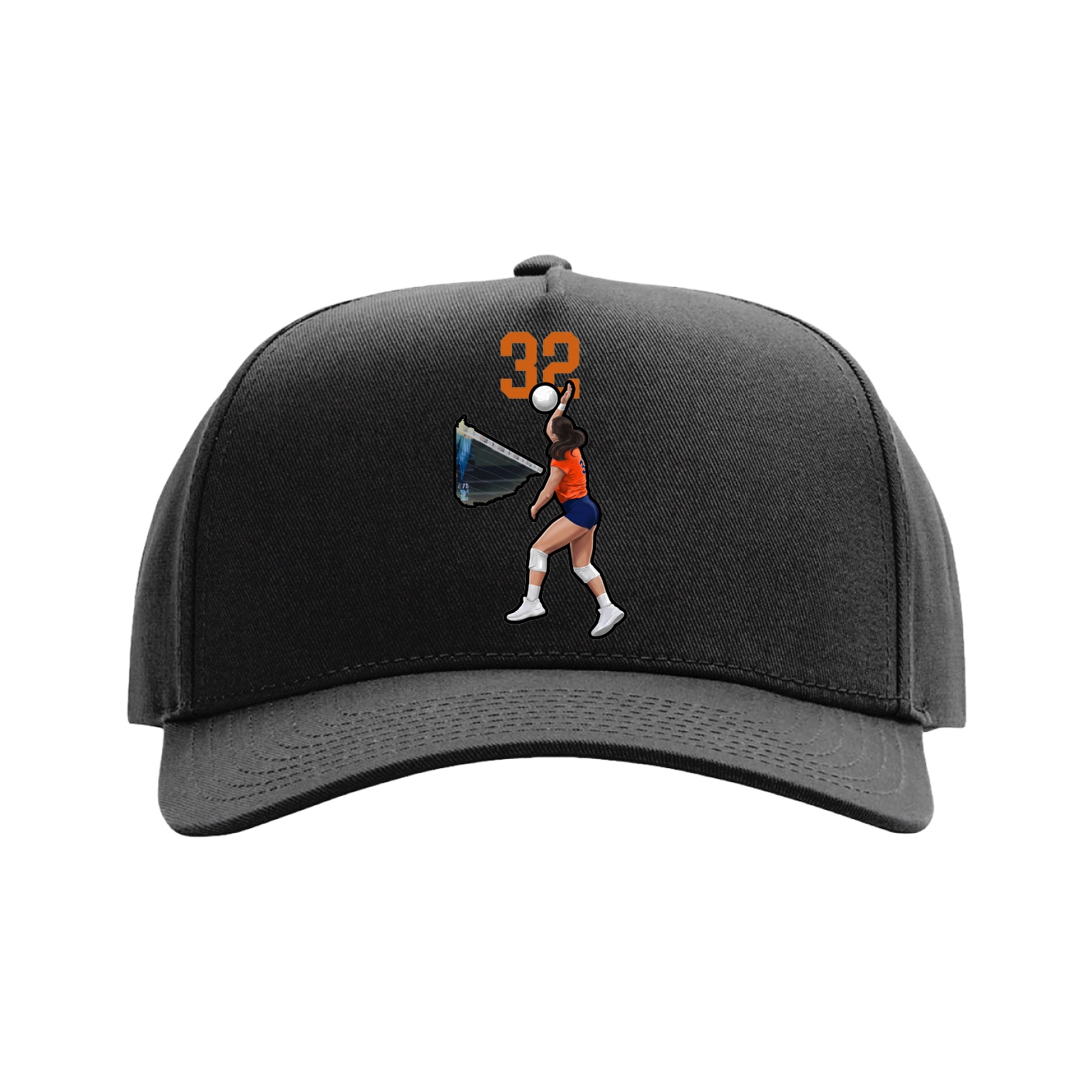 Full Fabric Five-Panel Champ Cap — Number Top in Black