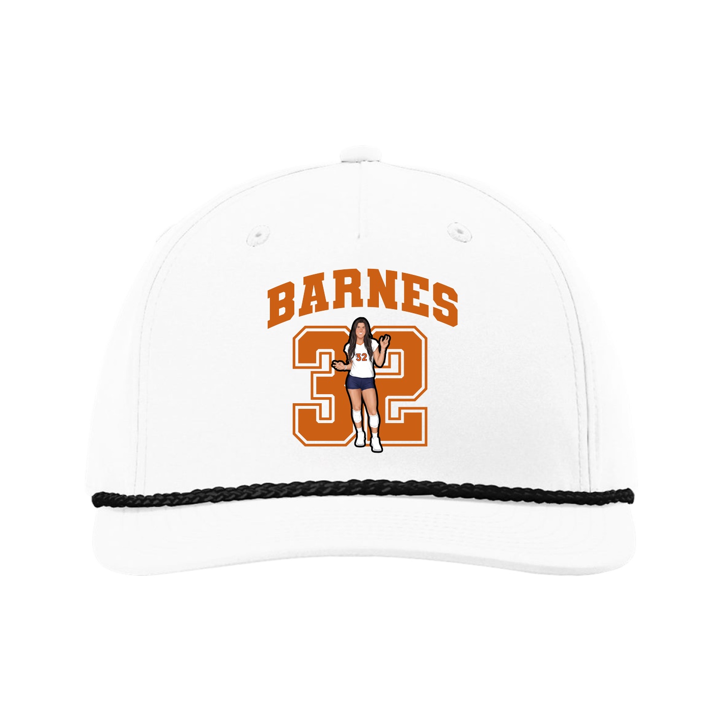 Five-Panel Classic Rope Cap — Number in White