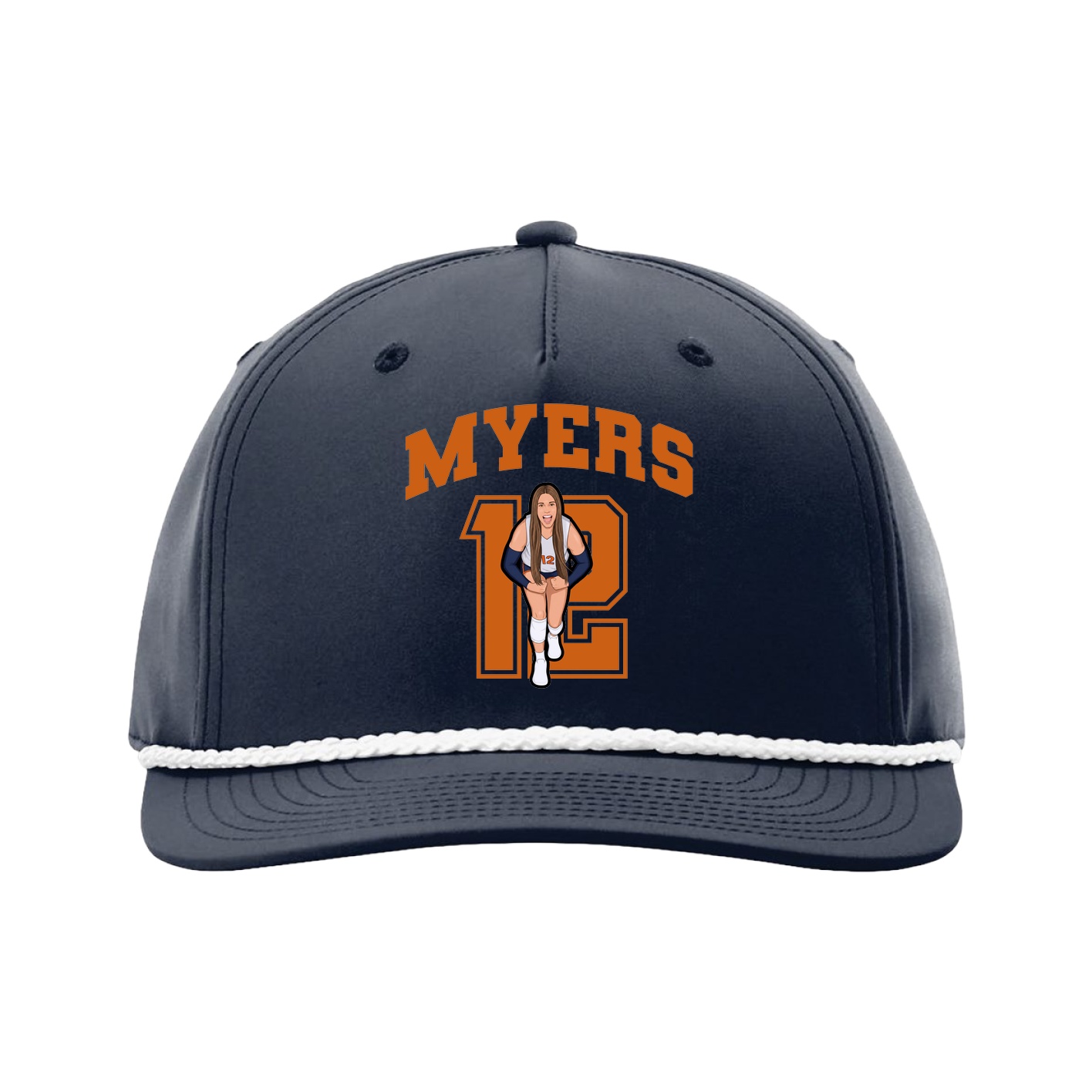 Five-Panel Classic Rope Cap — Number in Navy