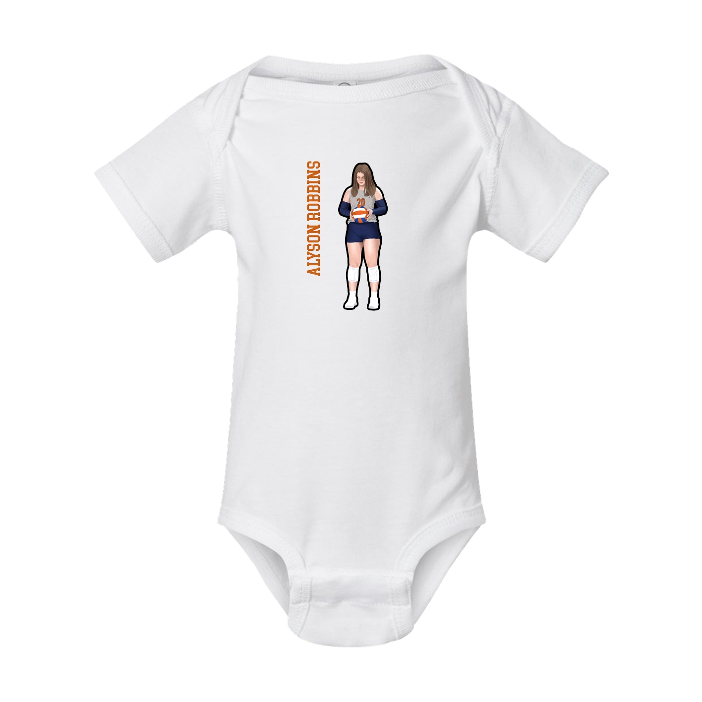 Baby Onesie — Name Vertical in White