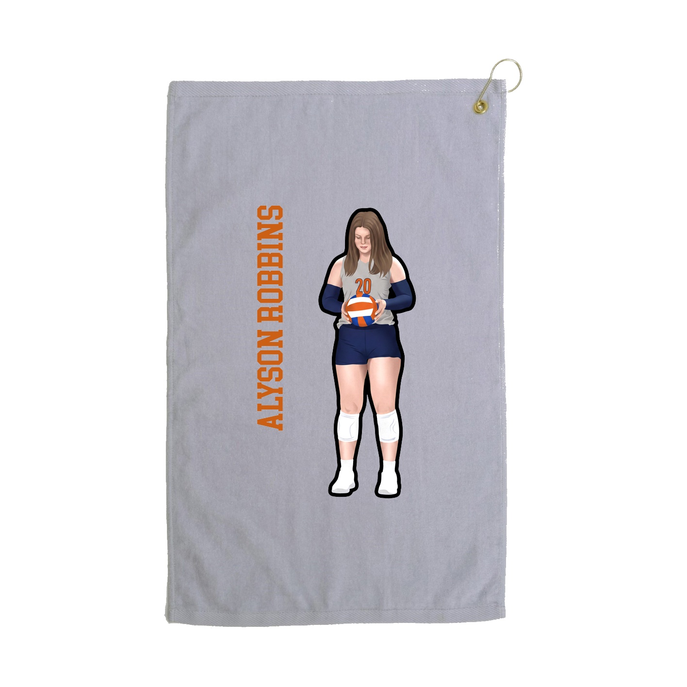 Golf Towel — Name Vertical in Grey