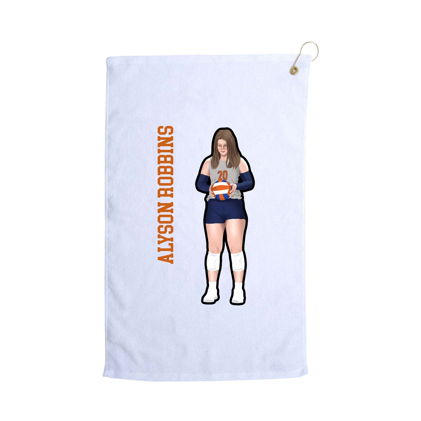 Golf Towel — Name Vertical in White
