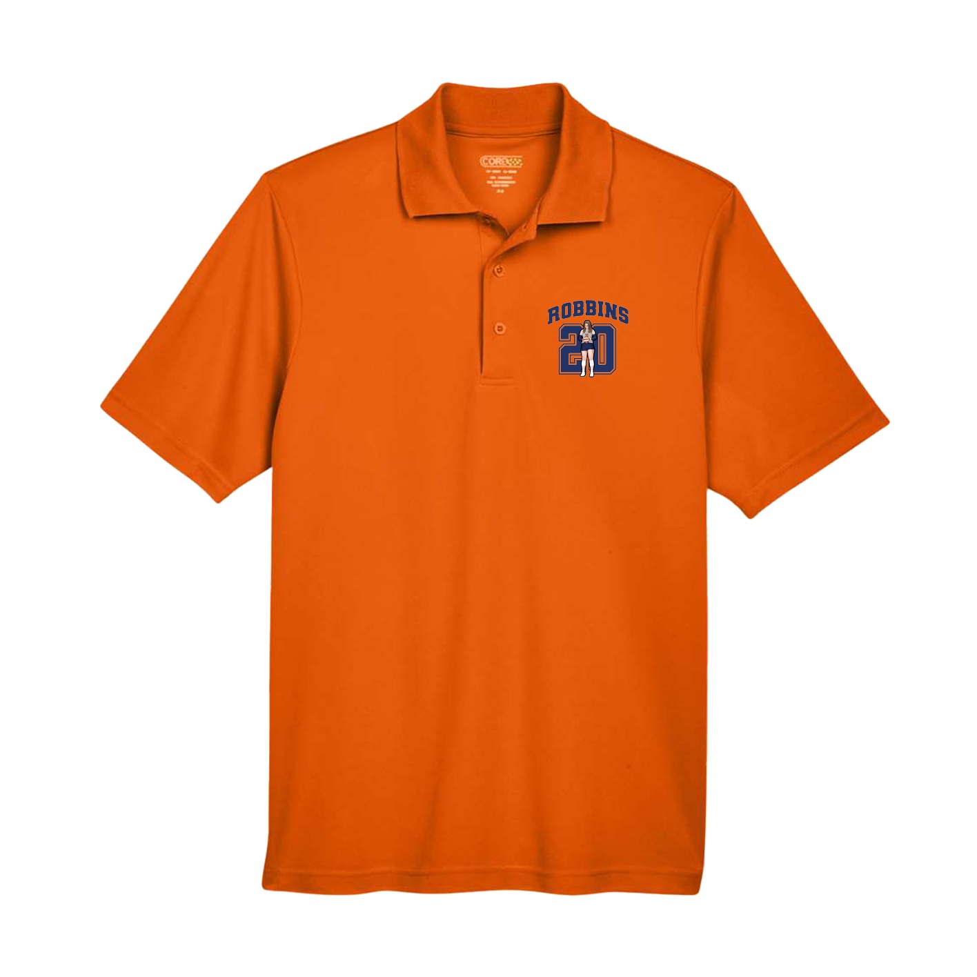 Performance Polo — Number in Orange