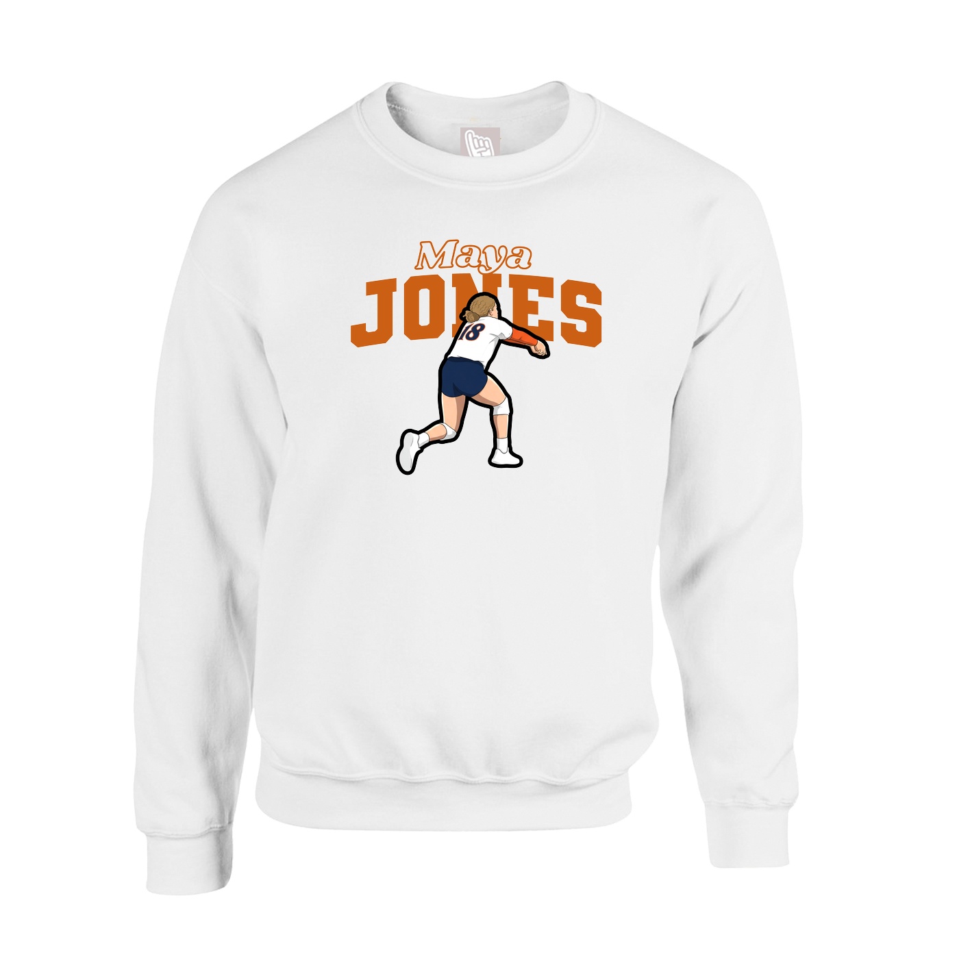 Fleece Crew — Name Arch in White