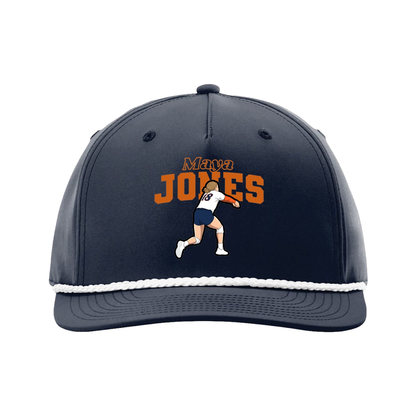 Five-Panel Classic Rope Cap — Name Arch in Navy