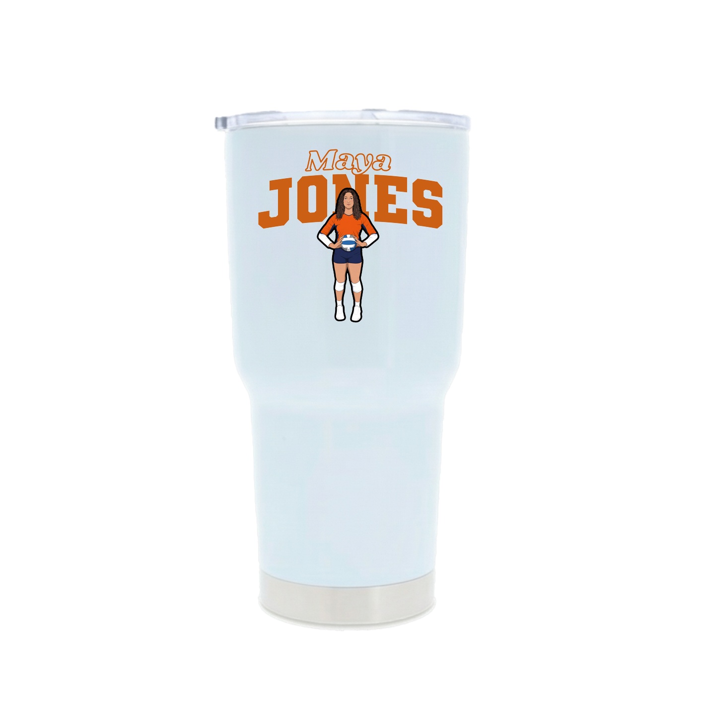 30oz Stainless Steel Tumbler — Name Arch in White