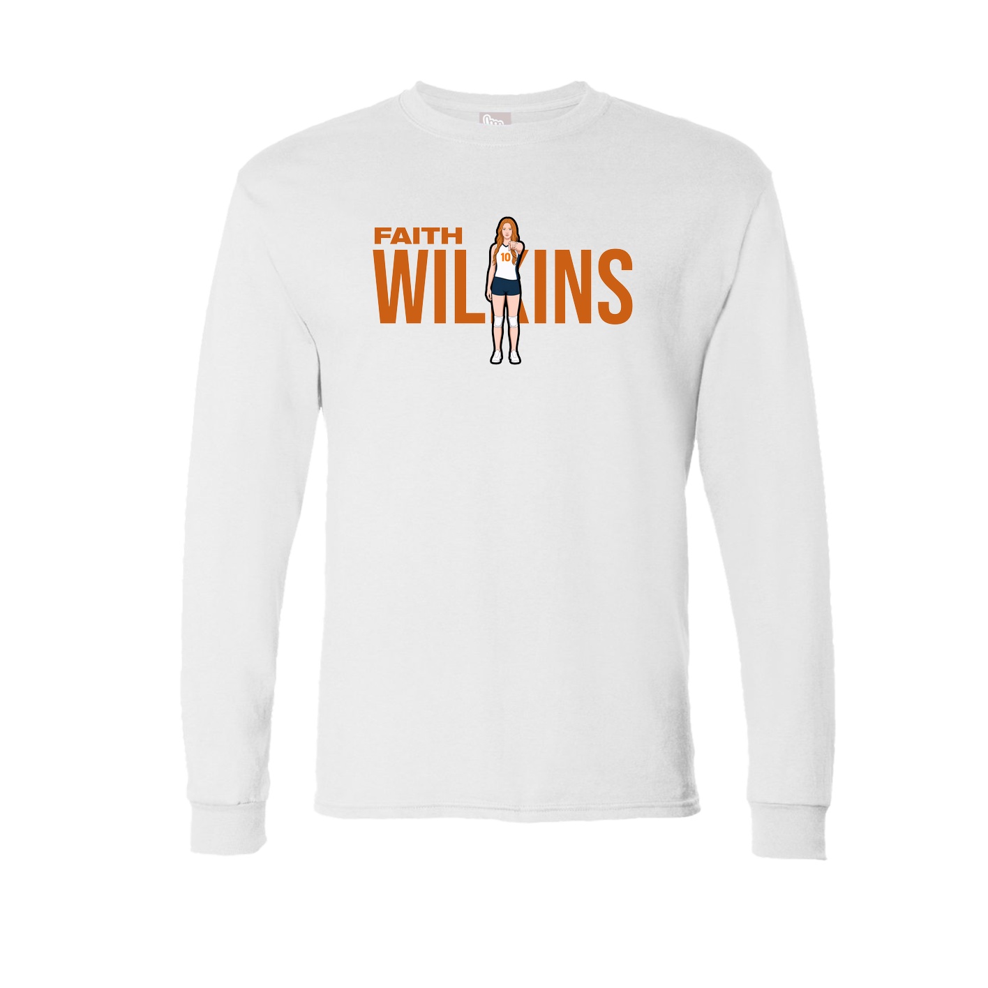 Long Sleeve Tee — Player Name in White