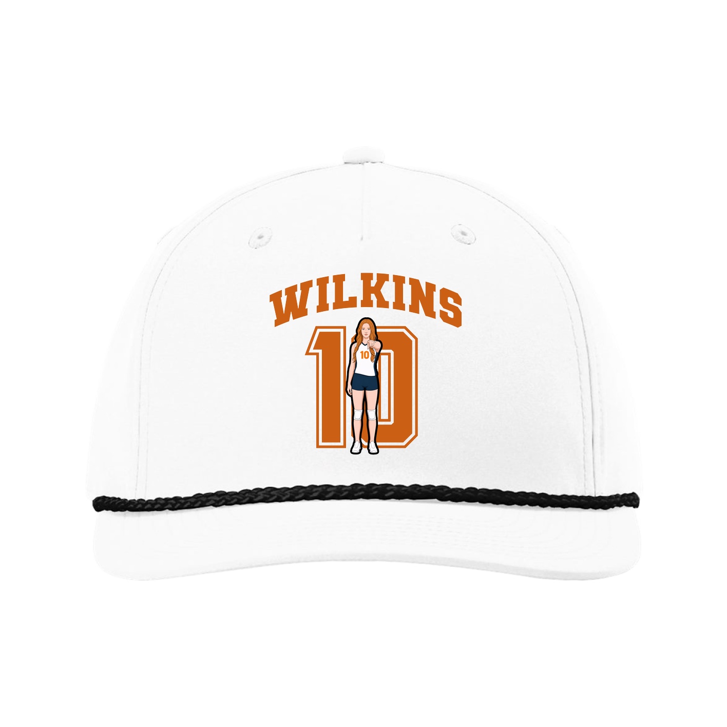 Five-Panel Classic Rope Cap — Number in White