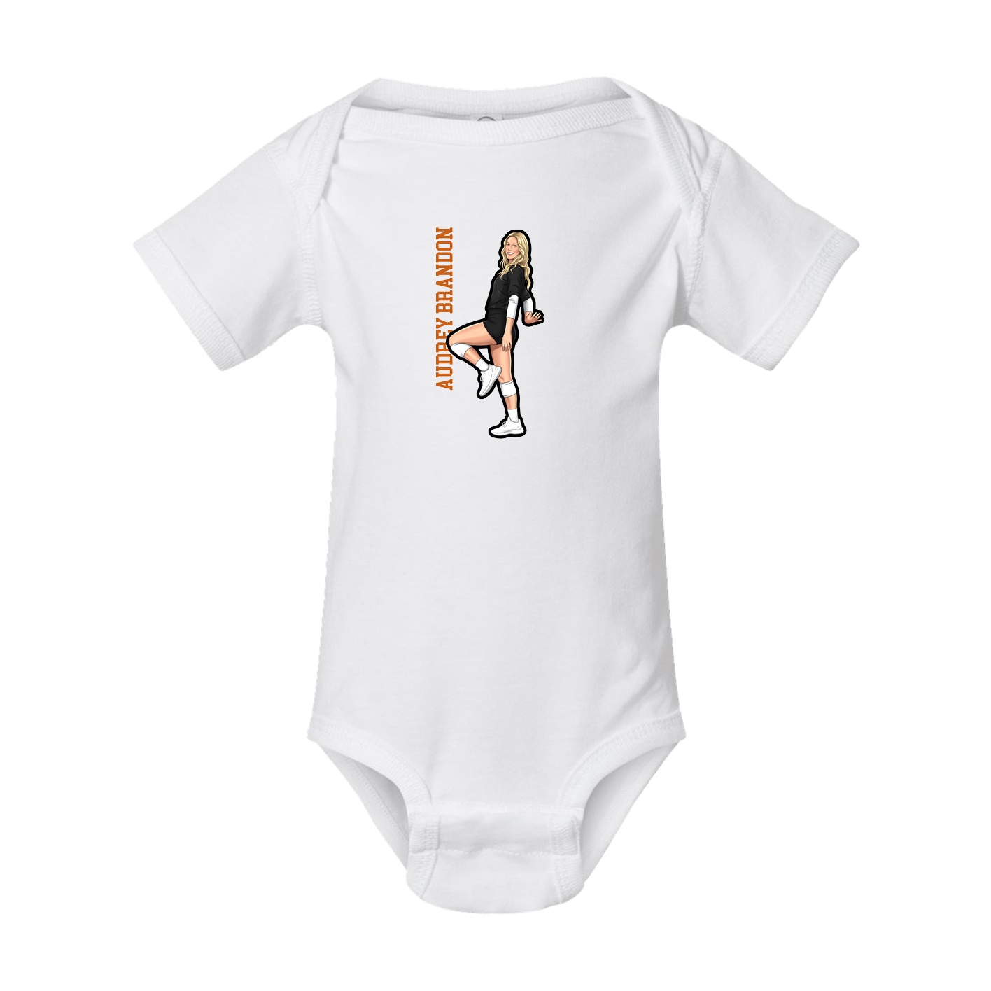 Baby Onesie — Name Vertical in White